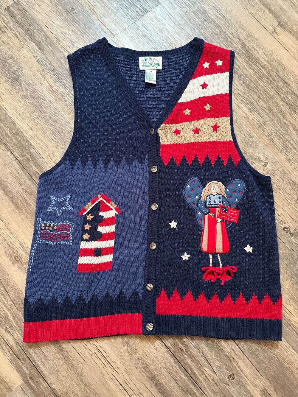 The Quacker Factory Patriotic July 4th or Election Sweater Vest Size Medium